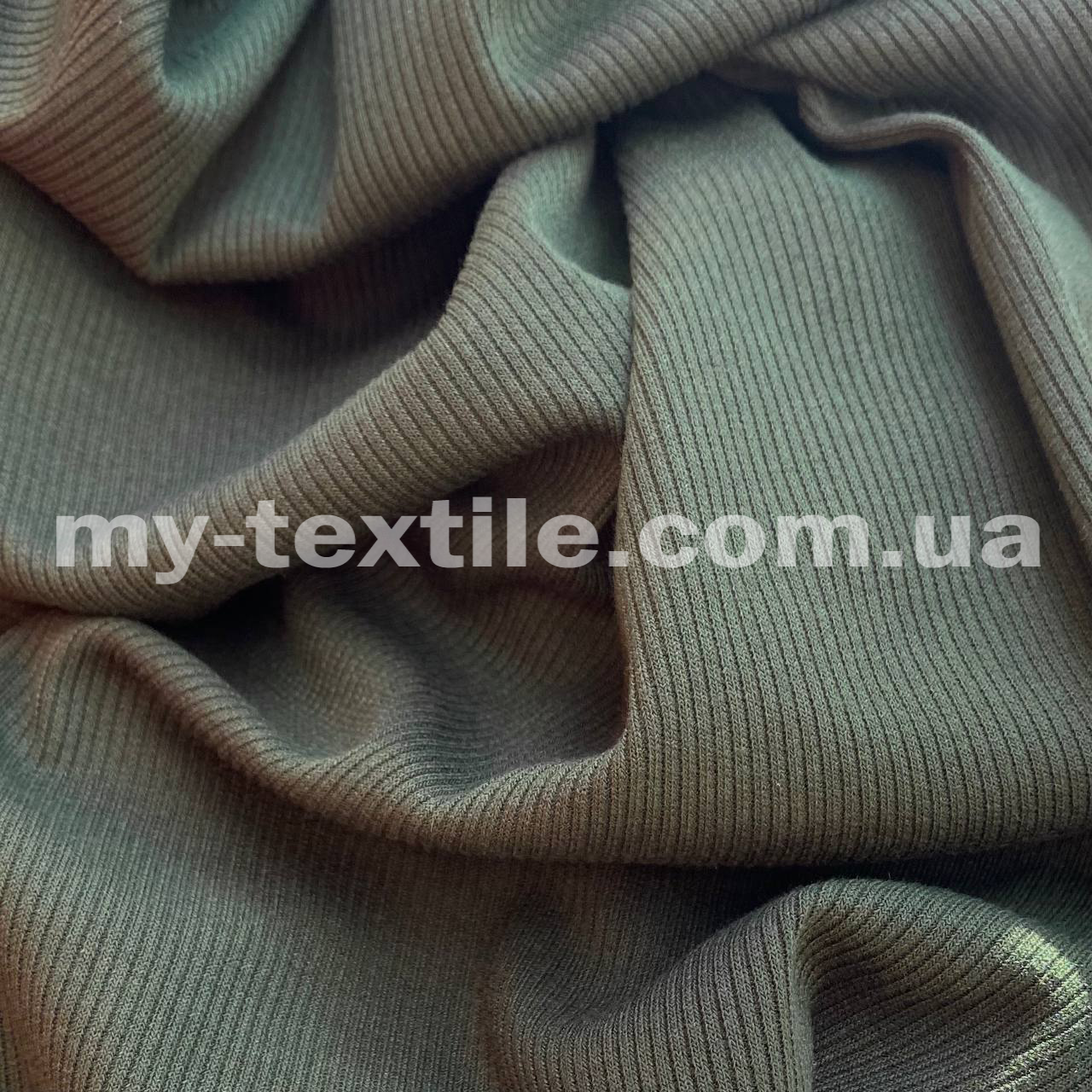 Трикотаж Мустанг рубчик дрібний Хакі, фото 1