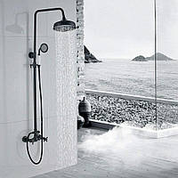 20 см 8" черный ванная комната душ смеситель комплект дождь душевая головка высота регулируемый душ комплект