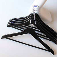 Плічка вішалки тремпелі дерев'яні чорні LUX для одягу, костюмів, піджаків в шафу, 44 см, 5 шт