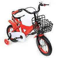 Детский велосипед 12 дюймов со съемными обучающими колесами красный