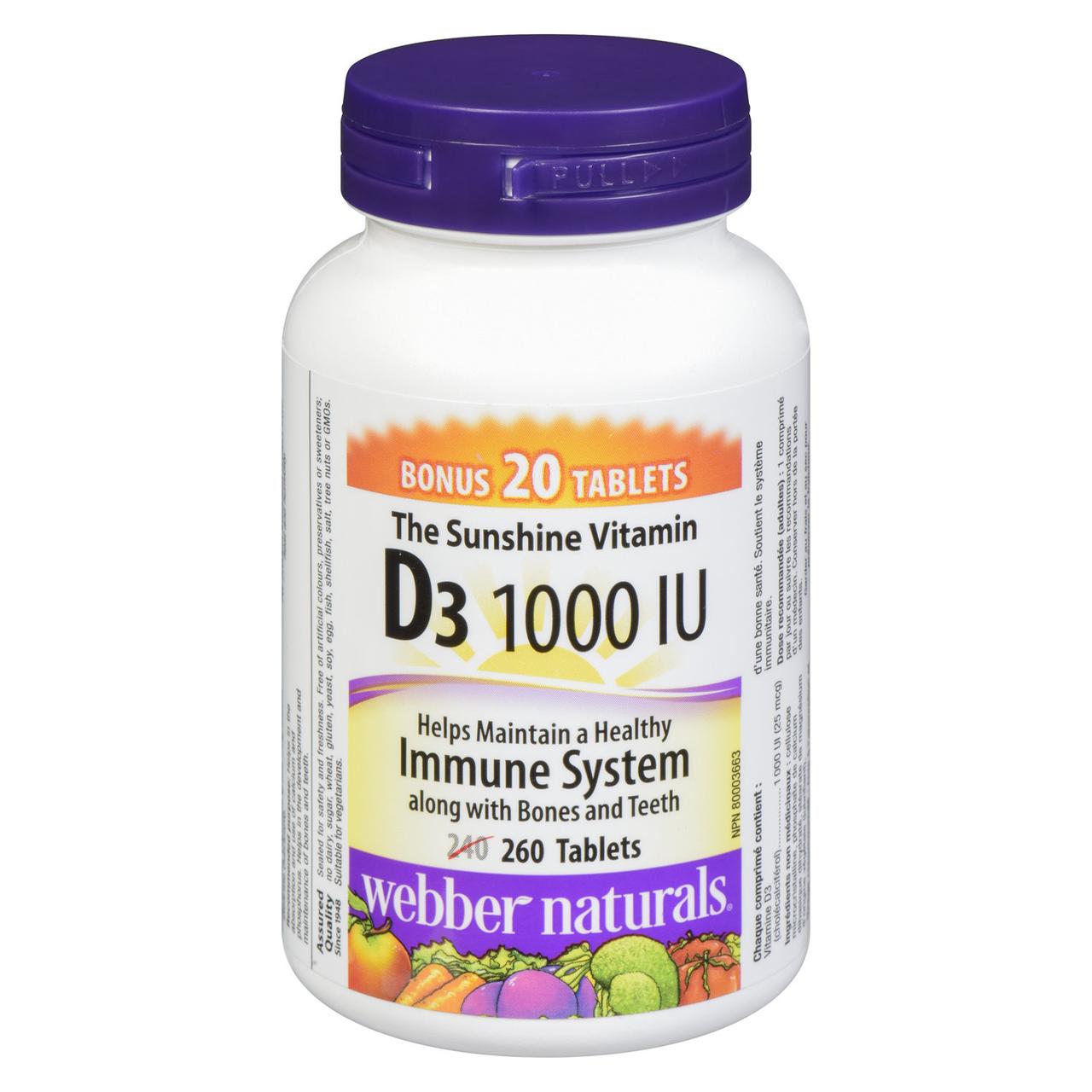 Вітамін D3 Webber Naturals Vitamin D3 1000 IU 260 tabs