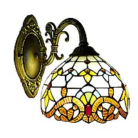 Настенная лампа Тиффани E27 Ретро витражный стеклянный абажур Загородный стиль Холл лампа
