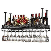 Ретро металлический потолочный подвесной держатель бокалов для вина регулируемая высота 120 x 35 см вмещает 48