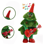 Танцующая музыкальная ёлка на батарейках,стильная мягкая игрушка для детей танцующая елка с гитарой qwr