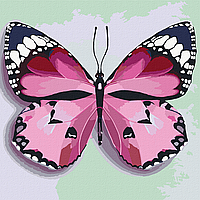 Картина по номерам - Розовая бабочка 25*25см