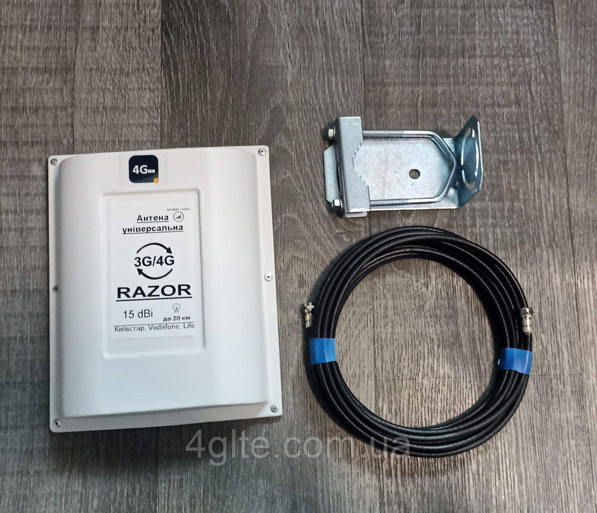 Універсальна антена "Razor" 15dBi з кабелем RG58 20 метрів (50 Ом) і 2 F-роз'єми, фото 1