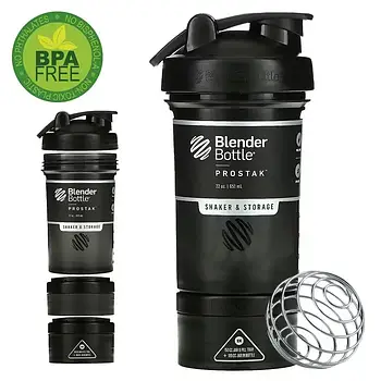 Шейкер спортивний BlenderBottle ProStak 22oz/650ml з 2-ма контейнерами Black (Original)