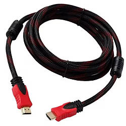 Кабель HDMI на HDMI 5м, з фільтром у тканинній обмотці / Шнур для підключення телевізора та ноутбука
