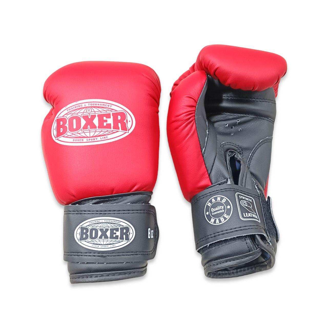 Боксерские перчатки BOXER 12 оz кожвинил красные - фото 1 - id-p4263191