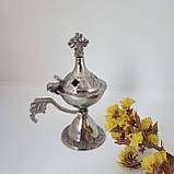 Кадильниця мала під срібло з карбуванням, висота 11 см(Греція), фото 3