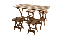 Комплект садовой мебели складной Стол 4 табуретки Сосна 120x58x72 см