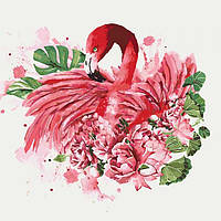 Картина по номерам Тварини, птахи "Граціозний фламінго" KHO4042, 40х40 см melmil