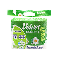 Туалетная бумага Velvet Camomile&Aloe Eco Roll 4=8 рул. 3 слоя 300 отрывов