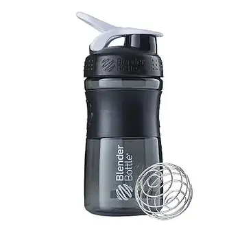 Шейкер спортивний (пляшка) BlenderBottle SportMixer 20oz/590ml Black (Original) Чорний/білий