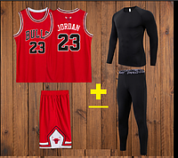 Форма баскетбольная + компрессионная одежда Джордан 23 Чикаго Буллс Chicago Bulls Jordan NBA красный