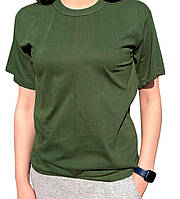 Однотонная женская футболка с круглой горловиной Хаки, L