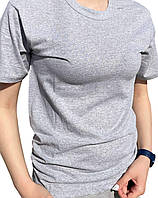 Однотонная женская футболка с круглой горловиной серый, S