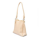 Сумка жіноча на плече сумочка для жінок з м'якої штучної шкіри, Бежевий, фото 3