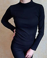 Женская кофта джемпер базовая рубчик 44 р. черная