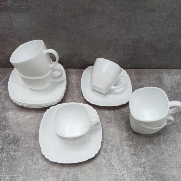 Чайний сервіз білий 6 чашок+6 блюдець Luminarc Lotusia Q6007