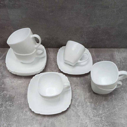 Чайний сервіз білий 6 чашок+6 блюдець Luminarc Lotusia Q6007, фото 1