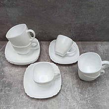 Чайний сервіз білий 6 чашок+6 блюдець Luminarc Lotusia Q6007