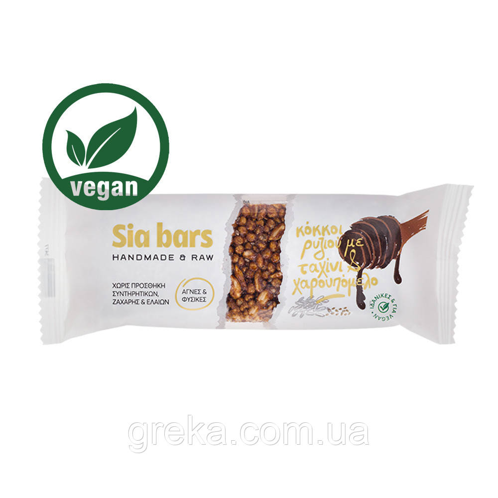 Батончик Vegan енергетичний з рисовими зернами, сиропом кероба та тахіні Sia Bars 45 г