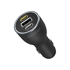 Автомобільний зарядний пристрій Promate PowerDrive-120 W 2xUSB-C, USB-A Black