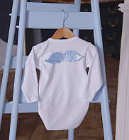 Стильный нарядный боди с крылышками для малышей на выписку, Крещение, фотосессию Ангел 74 Brilliant Baby Голубой