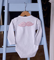 Стильный нарядный боди с крылышками для малышей на выписку, Крещение, фотосессию Ангел 80 Brilliant Baby Розовый