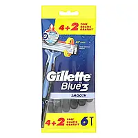 Одноразовые бритвенные станки Gillette Blue 3 Smooth, 6 шт