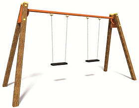 Гойдалка на дерев'яних стійках подвійна на ланцюгах SiverSport KID316