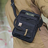 Підсумок сумка тактична месенджер JACK 2 чорна з водовідштовхувальної тканини, фото 2