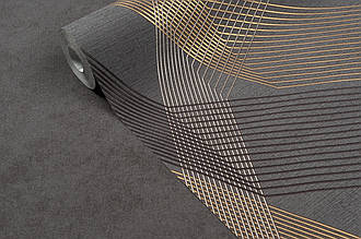 Метрові графітові шпалери для залу і спальні, геометрія шпалери гарячого тиснення Vinil LS Грані ТФШ 6-1431