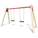 Гойдалка на дерев'яних стійках подвійна на ланцюгах SiverSport KID316, фото 2