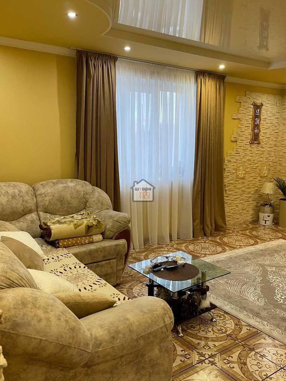 Штори з мікровелюру тканина номер 7 diamond, в кімнату, спальню, світлий беж, комплект 2 штори