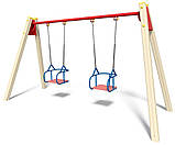 Гойдалка на дерев'яних стійках подвійна зі спинкою, ланцюг SiverSport ТЕ404М, фото 2