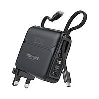 УМБ Promate PowerPack-20Pro 20000 mAh, 27W PD USB-C порт, 22.5W PD USB-С кабель, 27W Lightning коннектор Black