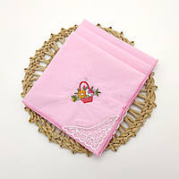 Женские носовые хлопковые платки однотонные набор 10 шт Розовые