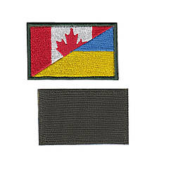 Шеврон ЗСУ, військовий / армійський, канадсько-український прапор, на липучці,  5  см * 8 см