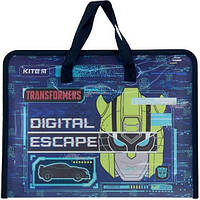 Папка-портфель пластикова А4 на блискавці Kite Transformers з текстильними ручками