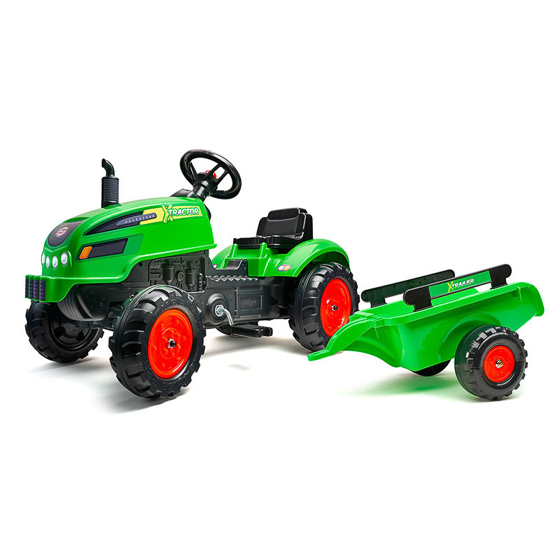 Педальный трактор с прицепом Green X-Tractor Falk 2048AB - фото 1 - id-p1848283698