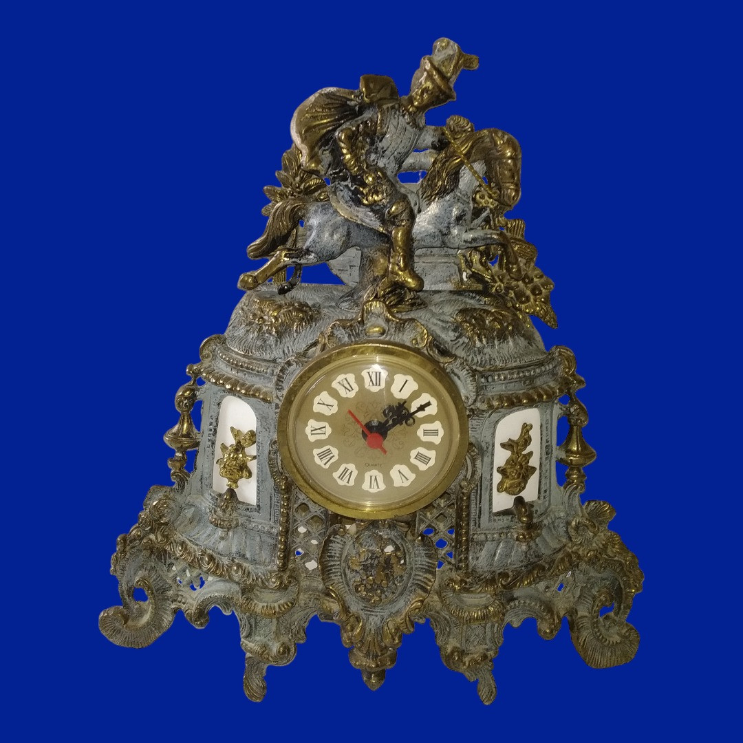 Бронзовий камінний годинник "Вершник" арт. 0425