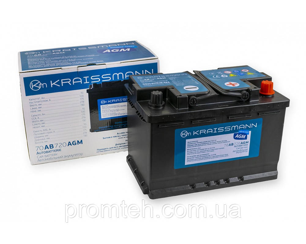 Автомобільний акумулятор AGM для інвертора KRAISSMANN 70 AB 720
