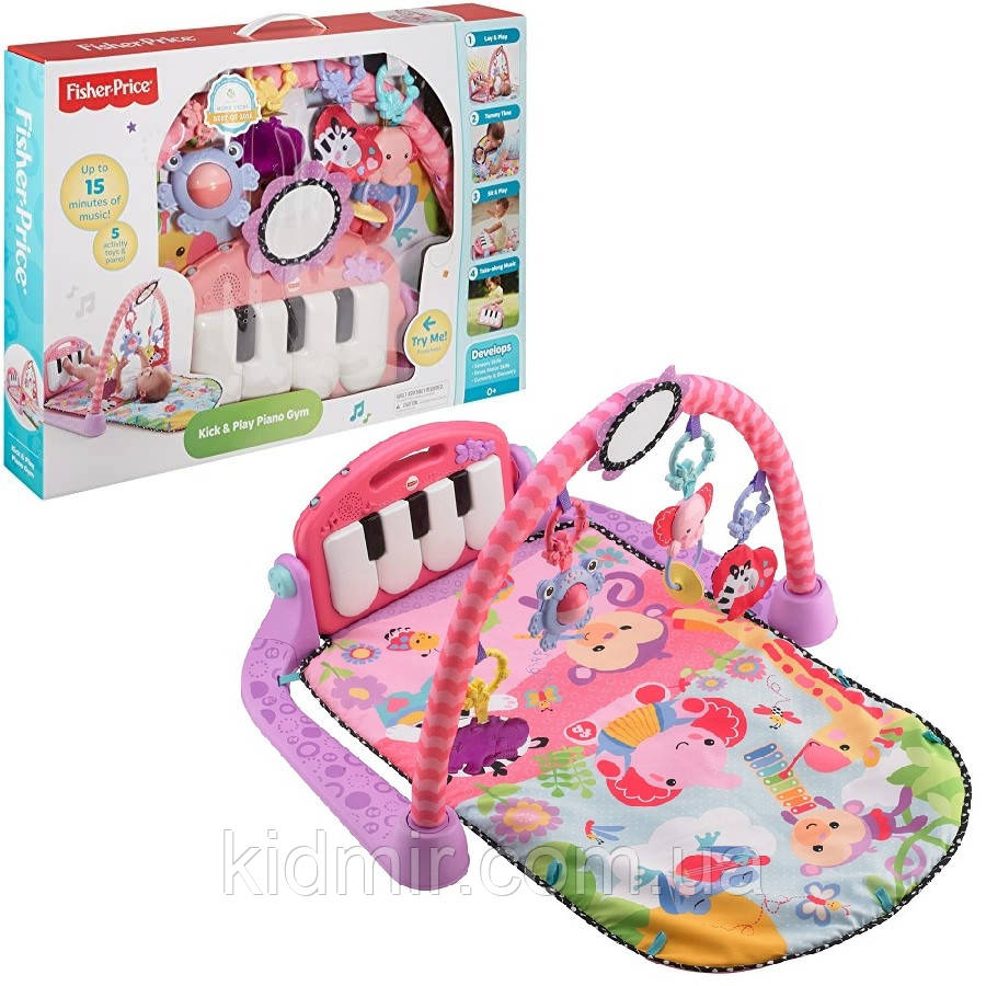 Fisher Price BMH48 Розвивальний килимок 3-в-1 Піаніно рожевий