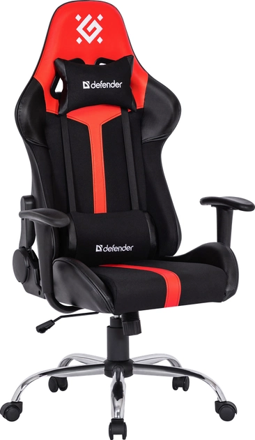 Анатомічне крісло геймера Defender Racer поліуретанове (Чорно-червоне)