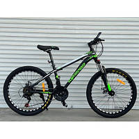 Велосипед подростковый "topRider-611" 24 дюймов черно-салатовый