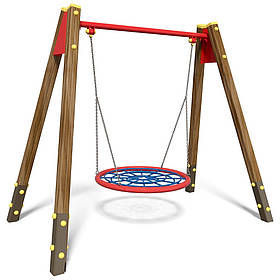 Гойдалка одинарна на дерев'яних стійках "Гніздо Лелеки" SiverSport TE412-RC