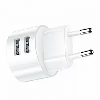 Сетевое зарядное устройство Usams US-CC080 T20 Dual USB Round Travel Charger (CC80TC01) White