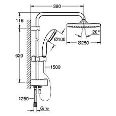 Душова система Grohe QuickFix Vitalio Start System 250 26817000, фото 3